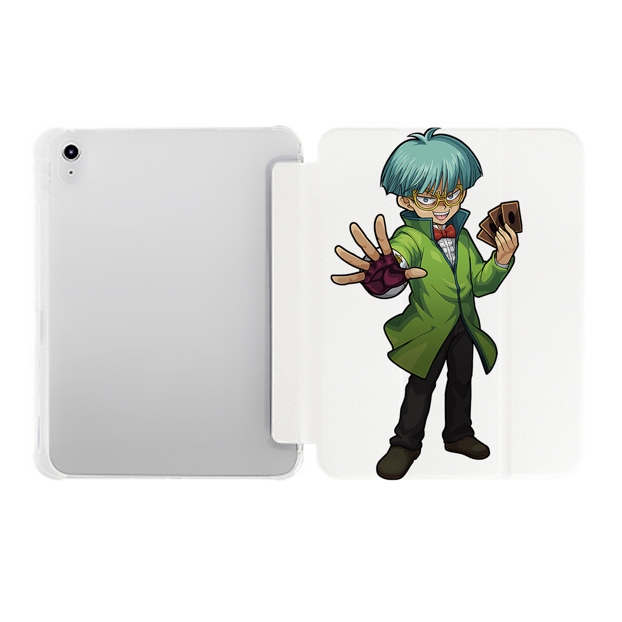 （画像用） 遊☆戯☆王 Yu-Gi-Oh! IPad ケース ペン収納付き 三つ折りスタンド PUレザー×シリコン 対応機種9.5/10.5/10.9インチ